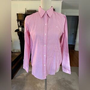 Lauren Ralph Lauren Button Down Dress Shirt. Pink and White Stripped. Size S.